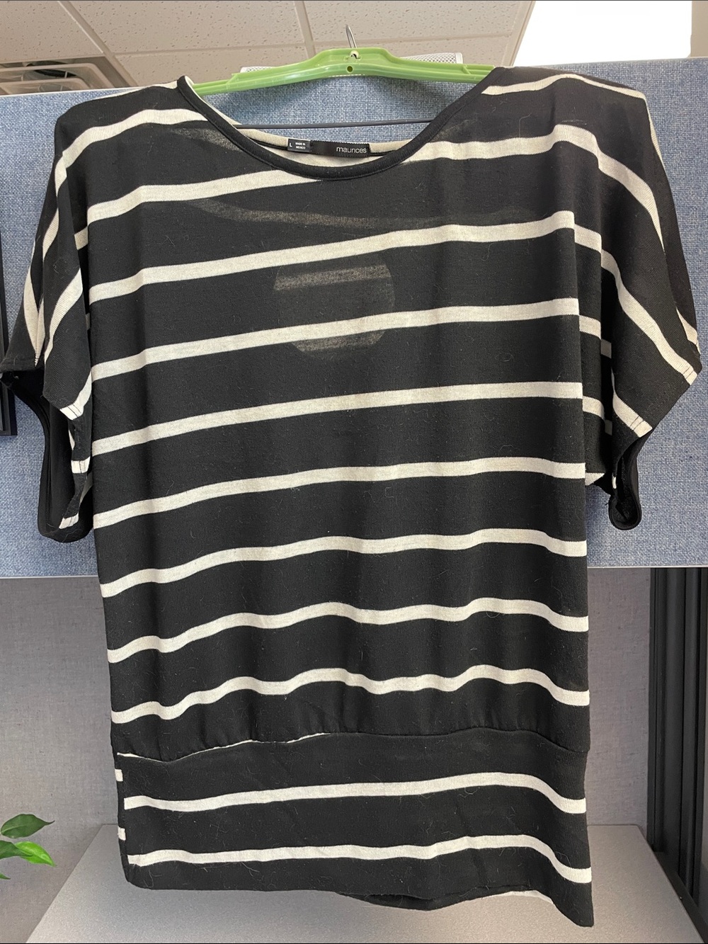 Maurices Black & cream Striped Women’s Short Sleeve Top
